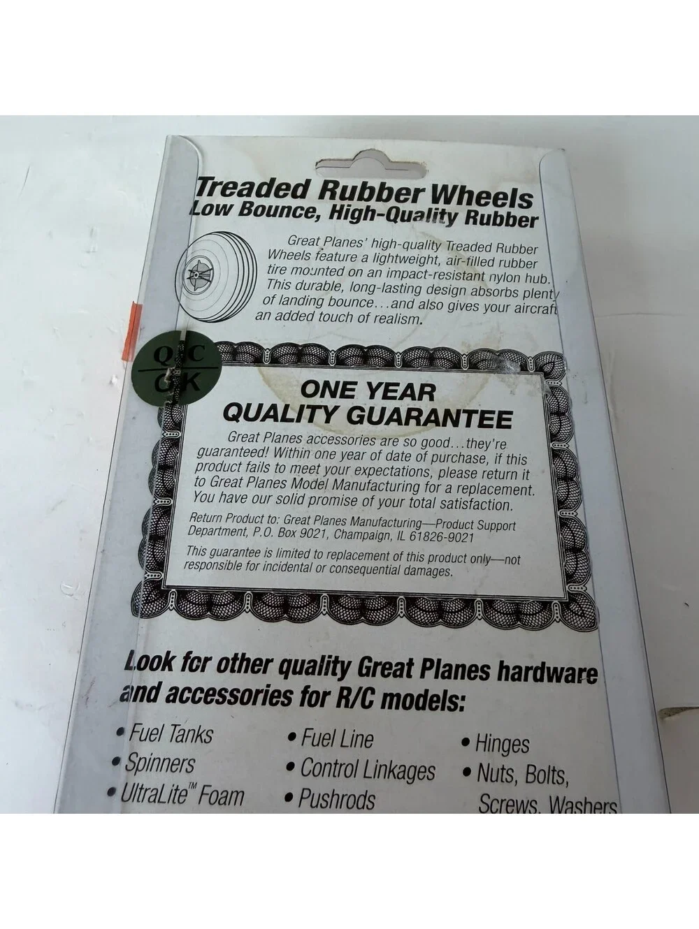 Great Planes 2 1/2” Rubber Wheels For RC  Model Airplanes NOS ME0016-1